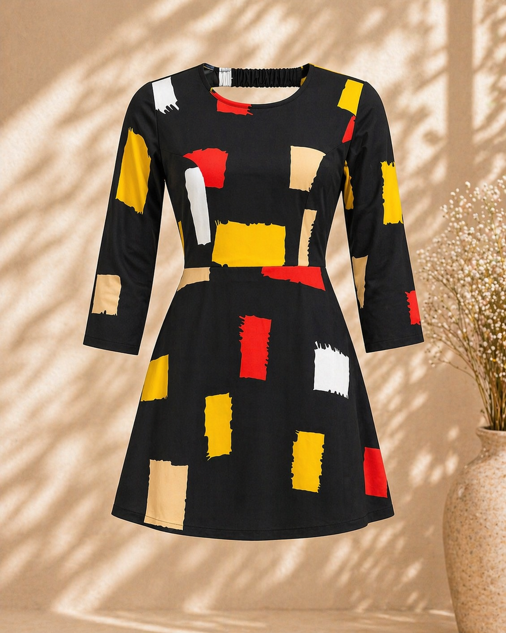 Midnight Abstract Panel Dress