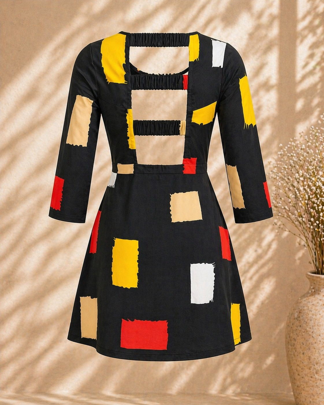 Midnight Abstract Panel Dress