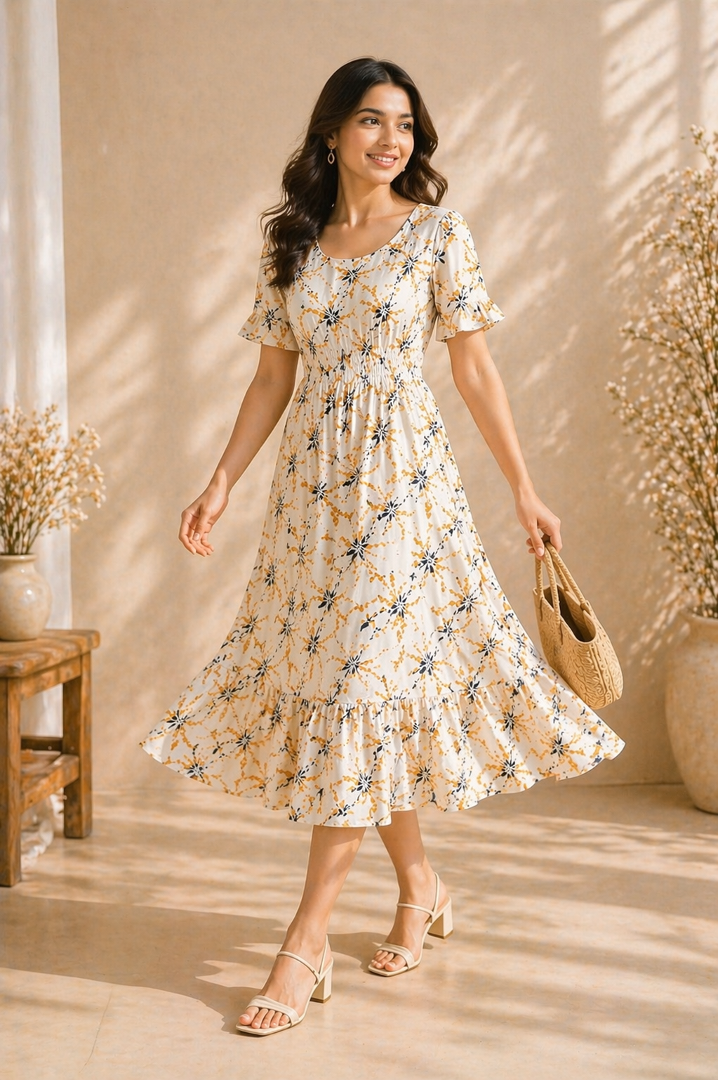 Ivory Blossom Smocked Dress